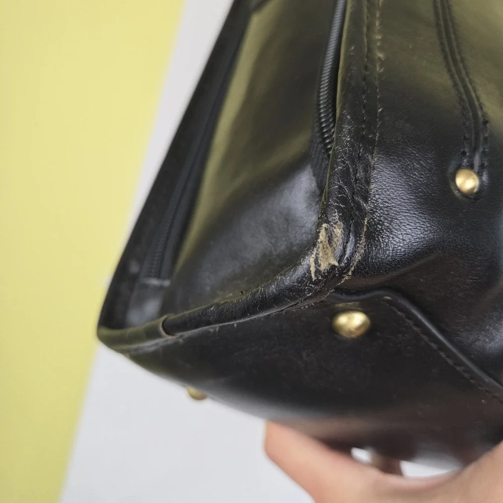 Banuce‎ Genuine Leather Briefcase Laptop Bag Black Business Tote Bag. No Strap